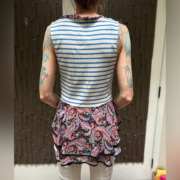 Postmark Anthropologie striped ruffle cotton stretch tank top - Picture 4 of 9